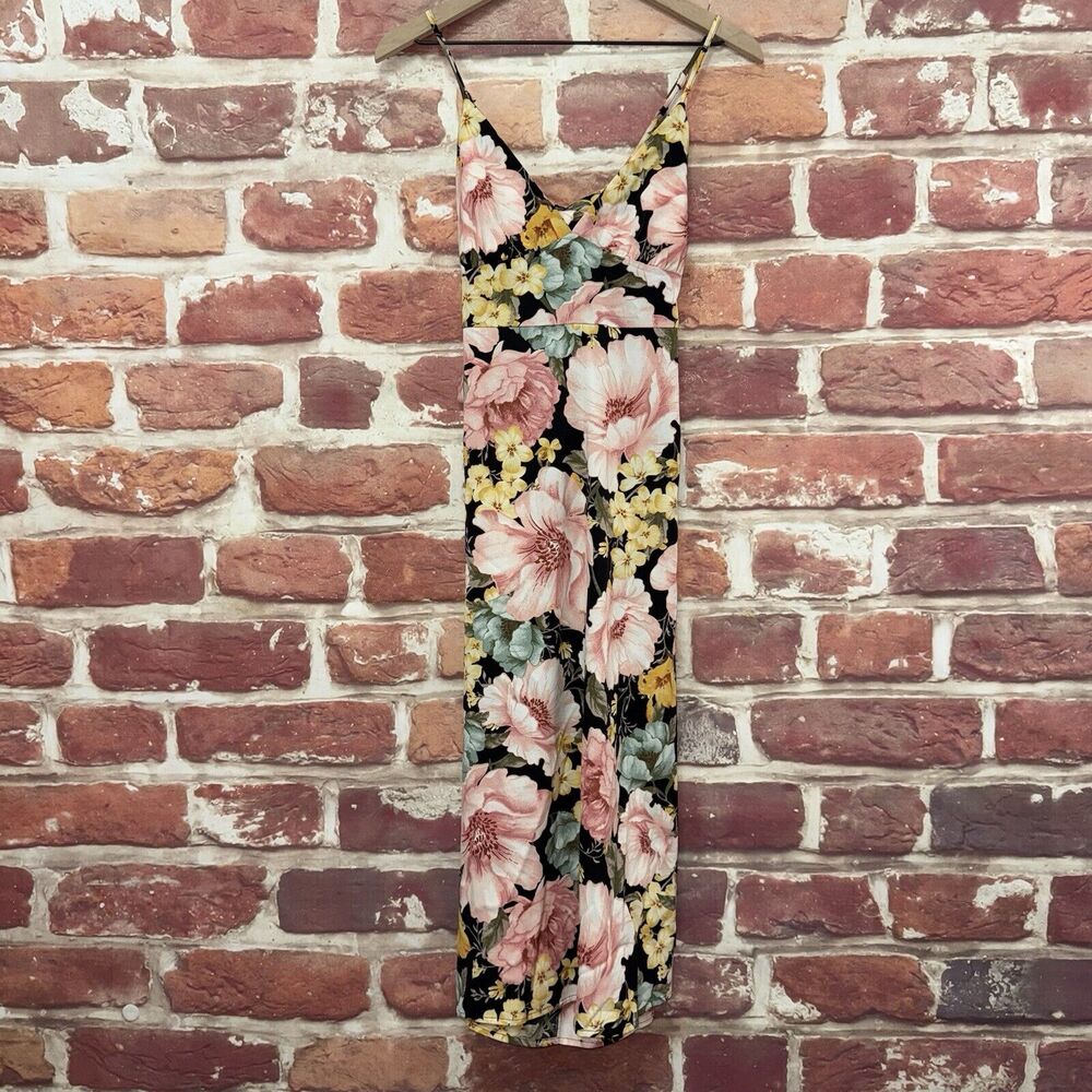 Forever 21 Dress Women's Medium Floral Casual Sleeveless Open Tie Back Midi